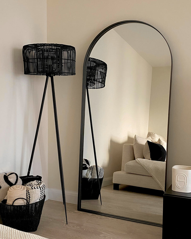 Full Length Arched Black Large Metal Mirror 67" x 31.5"