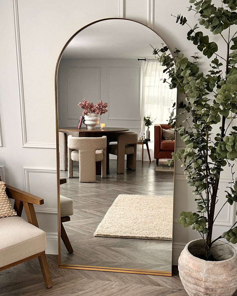 Full Length Arched Gold Large Metal Mirror 67" x 31.5"