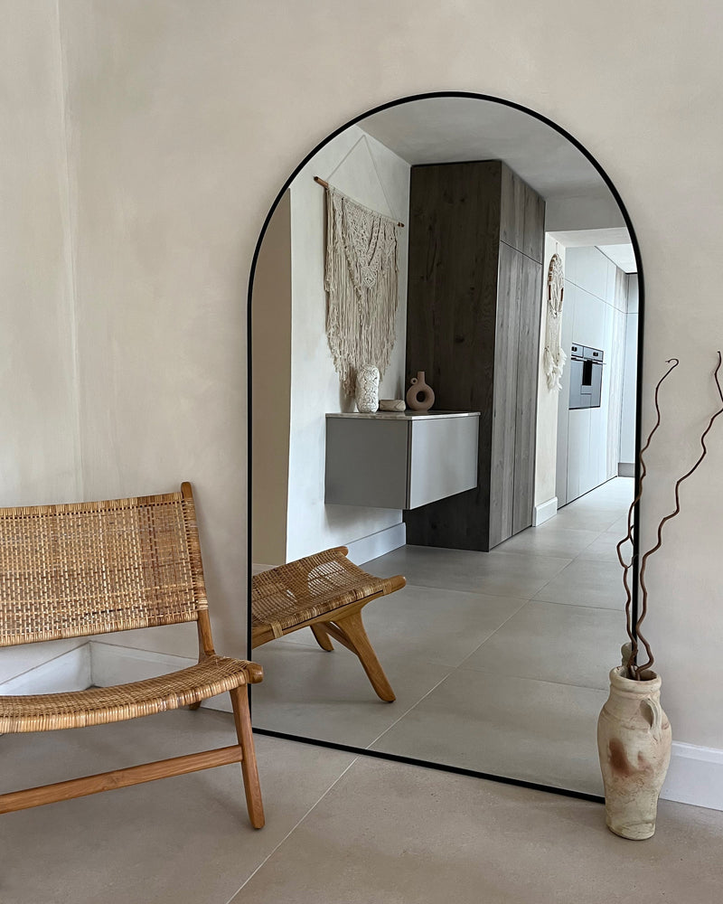 Black Full Length Arched Metal Mirror 71" x 43.5"