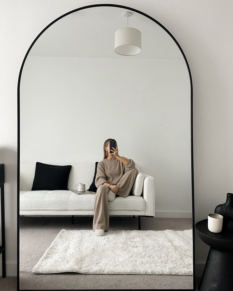 Black Full Length Arched Metal Mirror 71" x 43.5"