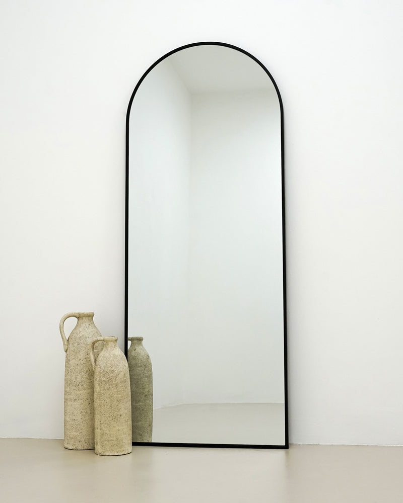 Full Length Black Large Arched Metal Mirror 63" x 23.5"