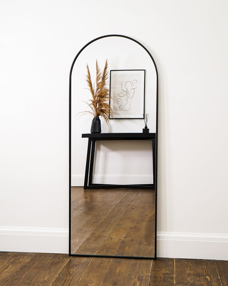 Full Length Black Large Arched Metal Mirror 63" x 23.5"