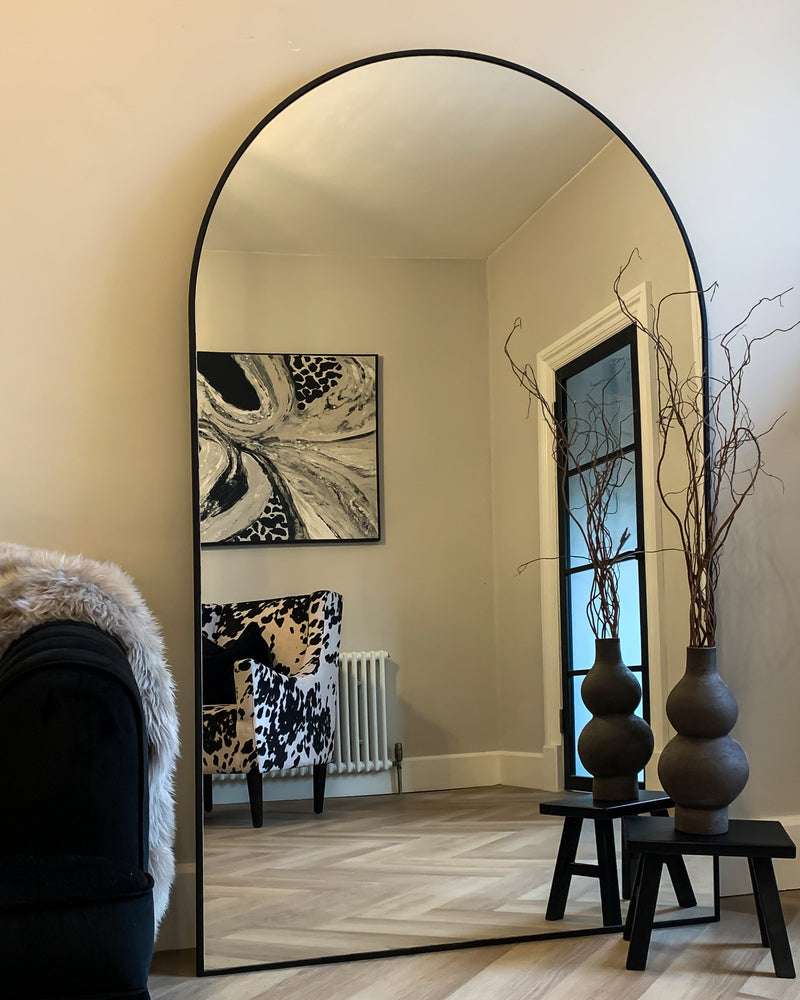 Black Full Length Arched Metal Mirror 71" x 43.5"