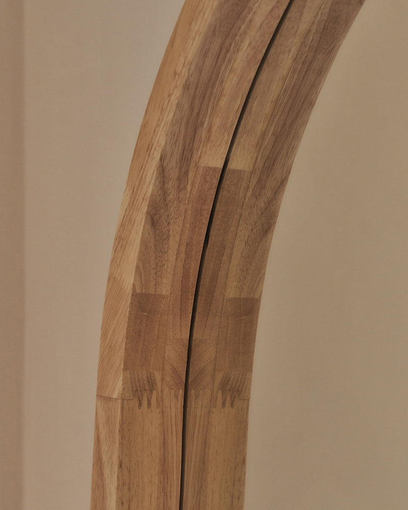Full Length Light Wood Arched Wooden Mirror 67" x 31.5"