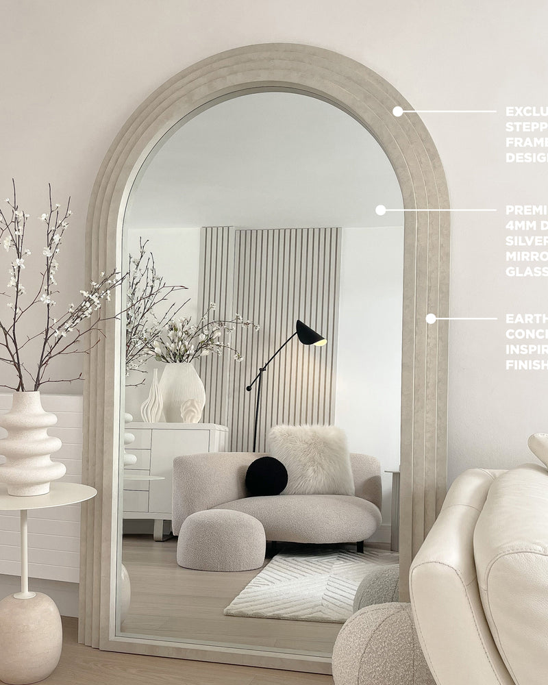 Full Length Arched Concrete Mirror 71" x 43.5"
