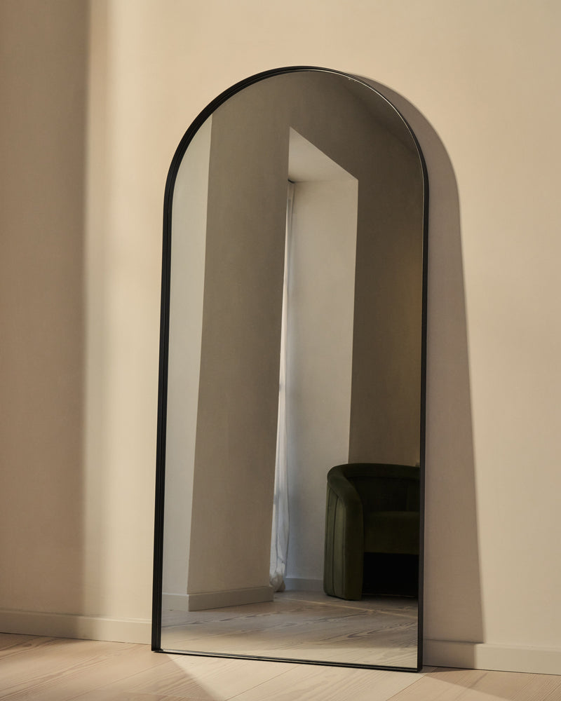Full Length Arched Black Large Metal Mirror 67" x 31.5"