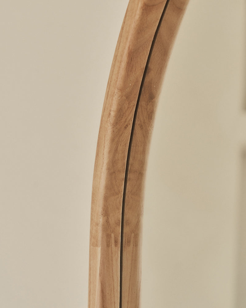Light Wood Full Length Arched Wooden Mirror 63" x 23.5"