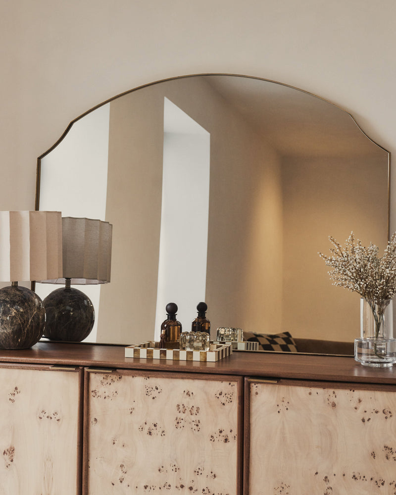 Isla - Gold Wide Arched Metal Overmantle Wall Mirror 120cm x 90cm