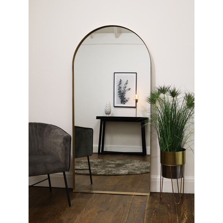 Full Length Arched Gold Large Metal Mirror 67" x 31.5"