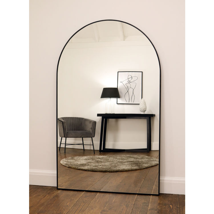 Black Full Length Arched Metal Mirror 71" x 43.5"