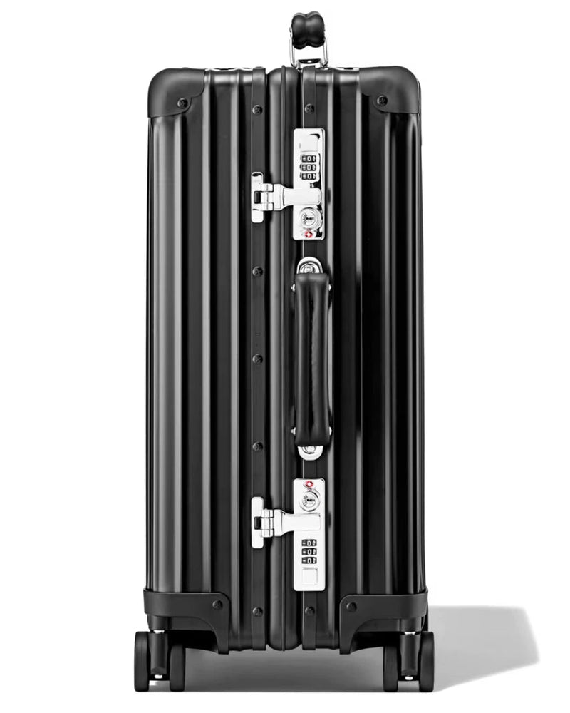 Cabin aluminium suitcase in black, side view