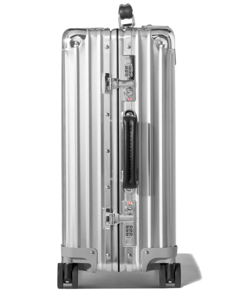 Cabin aluminium suitcase in silver, side view