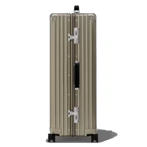 Check-in aluminium suitcase in titanium, side view