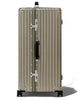 XL trunk aluminium suitcase in titanium, side view