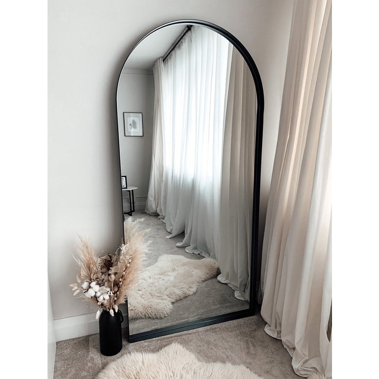 Full Length Arched Black Large Metal Mirror 67" x 31.5"