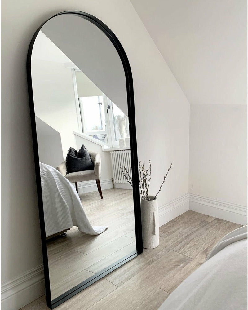Full Length Arched Black Large Metal Mirror 67" x 31.5"