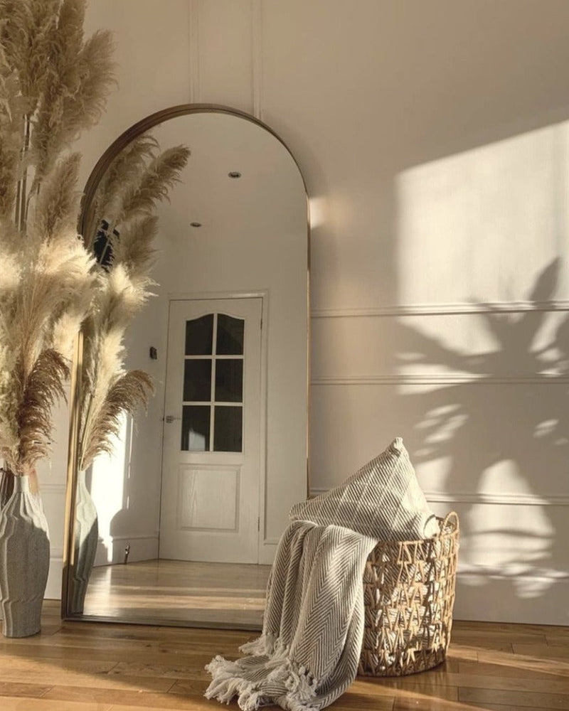 Full Length Arched Gold Large Metal Mirror 67" x 31.5"